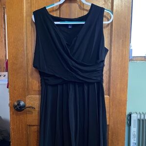 Lands' End Black Draped Midi Dress